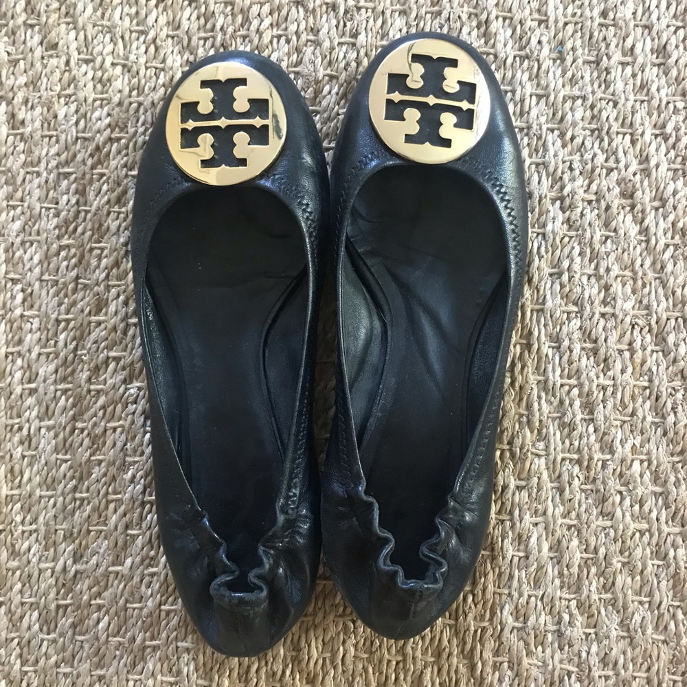 Black Tory Burch Reva Flat - size 8.5